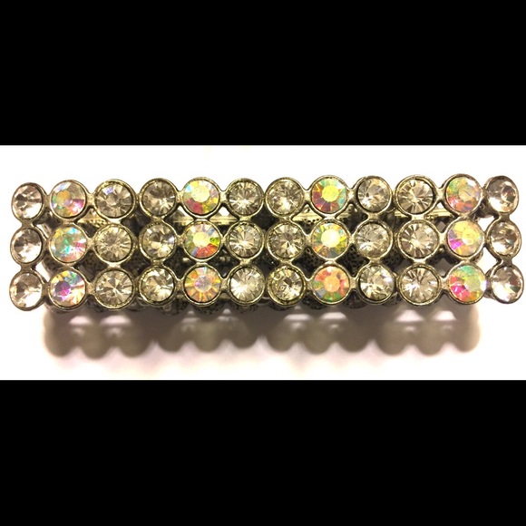 Luxe Oval Cut Stretch Crystal Vintage Bracelet - Crystal Silver main image 1